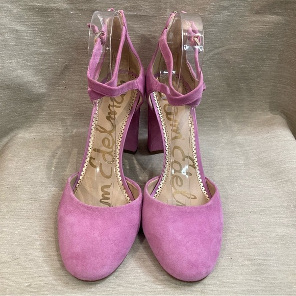 SAM EDELMAN Sz 8.5 Pink Leather Upper Strappy Buckle Closure Heeled Sandals NWOT - Picture 4 of 16